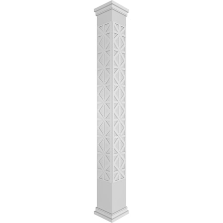 Craftsman Classic Square Non-Tapered Imperial Fretwork Column W/ Prairie Capital & Prairie Base